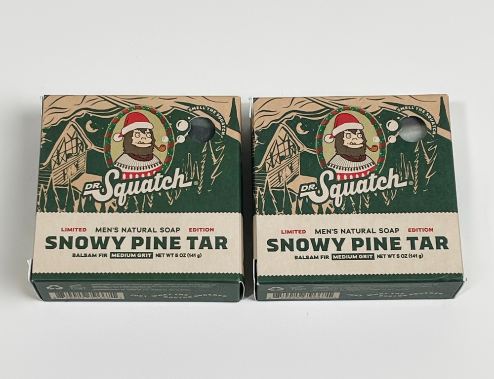 Dr. Squatch Limited Edition Snowy Pine Tar Soap 5 oz (x2)